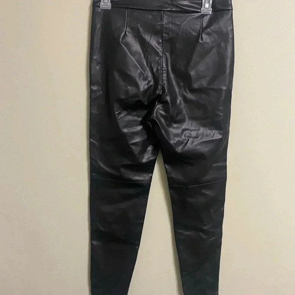 Zara Black Faux Leather high Waisted Pants Trousers Zip Ankle Size Medium M - Picture 2 of 9